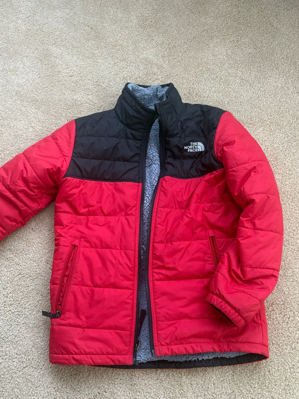 The North Face Kids Red and Black Puffer Jacket 10/12